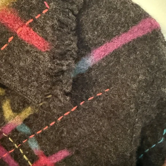 Talbots Jacket – 100% Wool Plaid Button Front – Charcoal Multicolor – Petites L - Picture 4 of 7